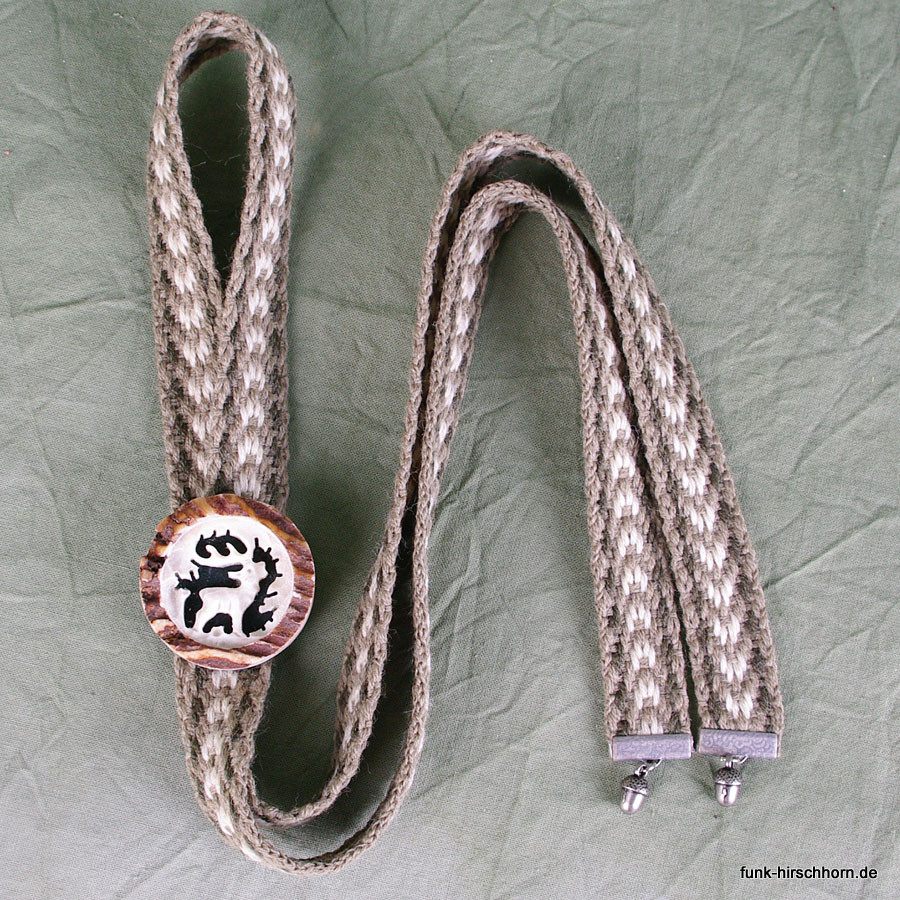 Trachtenband, Hirschhornknopf mit geschnitztem Edelweiss